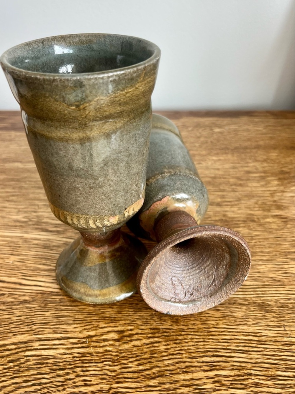 VINTAGE Signed Deirdre Aguilar Studio Pottery Goblets – Set of 2 (c. 2006)